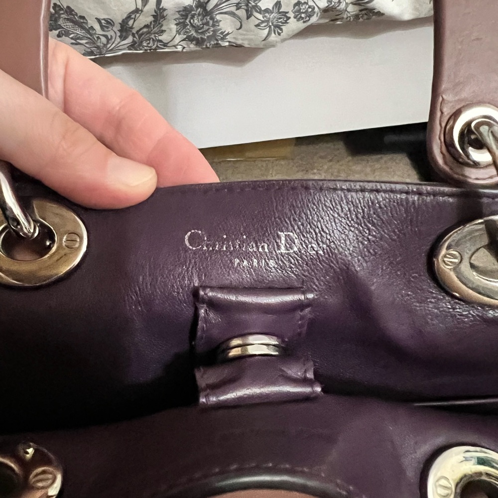 Christian Dior large Diorissimo Leather Satchel Dusty Rose-Taupe removable pouch - Picture 7 of 16